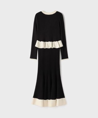GRACE CONTINENTAL バイカラーニットワンピース ブラック