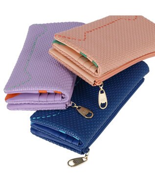 tsumori chisato CARRY エンボスメッシュ かぶせ 長財布 ねこステッチ ピンク