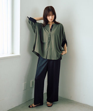 YECCA VECCA ヴィンテージサテンストレートパンツ Black