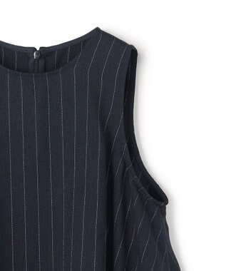 uncrave リネンライクツイル オールインワン ネイビーストライプ