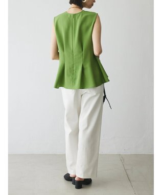 Green Parks AnriettMusee ノースリーブタックペプラムブラウス Green