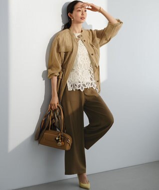 23区 【見上愛さん着用/VERY掲載】フラップポケット ボストンバッグ キャメル系