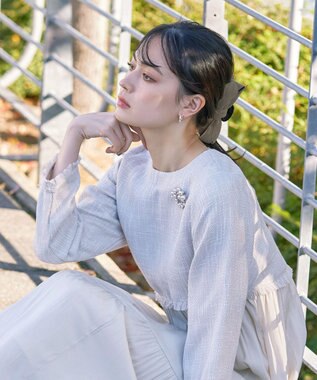 Tiaclasse コーデュロイリボンヘアクリップ モカ