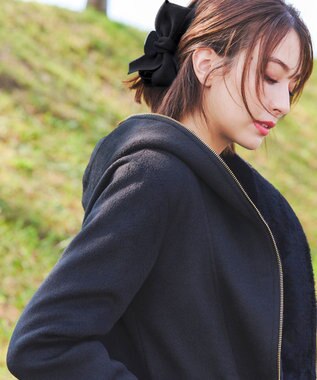 Tiaclasse コーデュロイリボンヘアクリップ ブラック