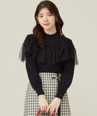 ANY SIS S 【洗える】フリルチュールコンビ ニット