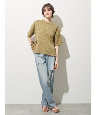 AMERICAN HOLIC 接触冷感裾ラウンドカットプルオーバー Border Yellow