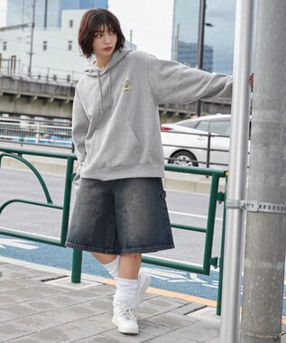 WEGO リラックスフィットTHEBOYグラフィックパーカー 杢グレー