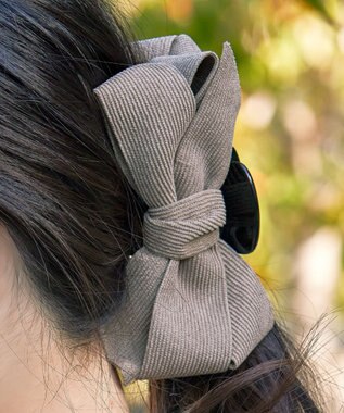 Tiaclasse コーデュロイリボンヘアクリップ モカ
