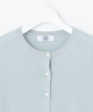 J.PRESS LADIES 【洗える・抗菌防臭】コットンアセテート クルーネック カーディガン シーブルー系