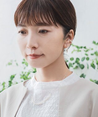 Pisceans フロウラインイヤリング （パール） マットシルバー