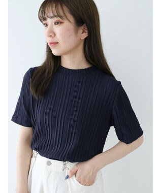 Green Parks プリーツ５分袖プルオーバー Dark Navy