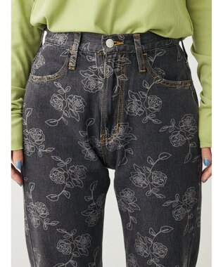 Green Parks ・Ｄｏｕｂｌｅ　Ｆｌａｇｓ　フラワー抜染ストレートデニム Black