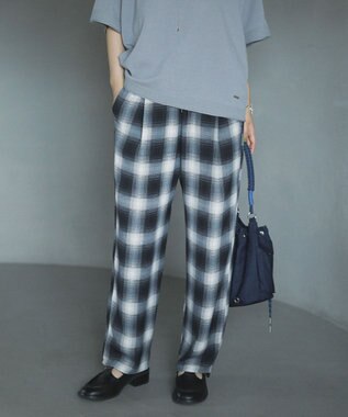 Green Parks 柄イージーパンツⅤ（テーパード） Black