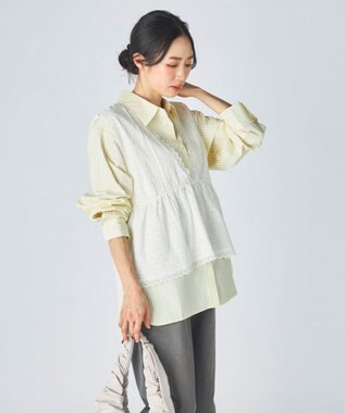 OP／FILA 【Ocean Pacific】Vネックレースビスチェ ホワイト