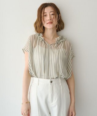 YECCA VECCA ギャザーリボンブラウス Off White