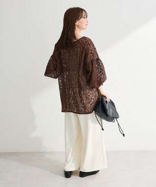 Green Parks メッシュレースタック入りプルオーバー Brown