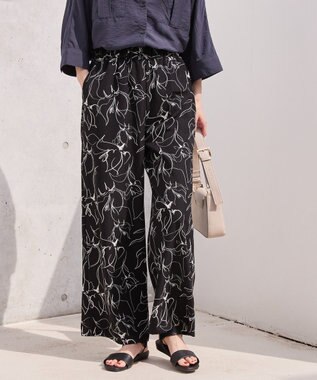 AMERICAN HOLIC 【WEB限定】アソートギャザー柄パンツ Black