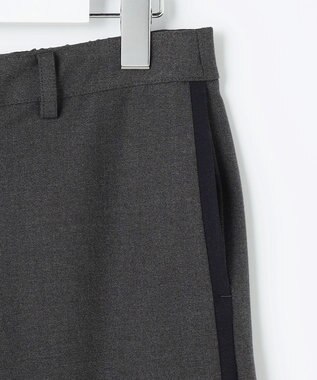 J.PRESS LADIES ジョーゼット裏起毛 ワイド パンツ チャコール×ネイビー系