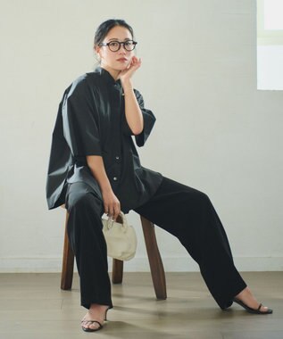 #Newans 【ANSWER for モダンベーシック】バックスリットオーバーシャツ ブラック系