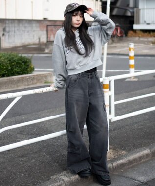 WEGO グラフィックショートプルパーカー グレーその他