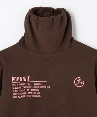 PW CIRCULUS 【起毛素材であたたか】【WOMEN】スピンドル付 両面起毛タートルネック ゴルフウェア レディース ダークブラウン系