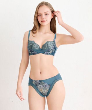 WACOAL ブラジャー 【リボンブラ 脇すっきり】 脇高設計 着やせシルエット 動いても谷間キープ Gカップまで対応 大きいサイズ レディース BXB443 /ワコール グレイッシュブルー