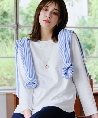 Tiaclasse 【安田美沙子さん着用・選べる裾】 レイヤードヘムカットソーTシャツ オフホワイト