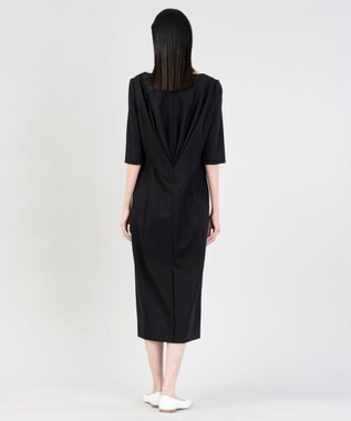 23区 【エステータ】コットンダブルクロス ハーフスリーブワンピース ブラック系