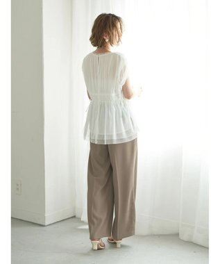 YECCA VECCA チュールギャザーブラウス Brown