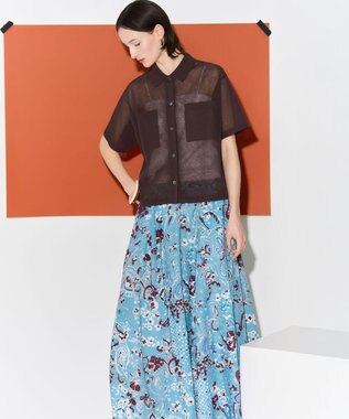 23区 L 【先行予約/見上愛さん着用/WEB&一部店舗限定カラーあり】シアー ポロニット ダークブラウン系