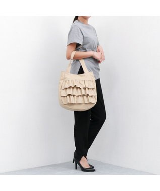 UNBILLION カシュカシュ cachecache / フリルトートバッグ ベージュ