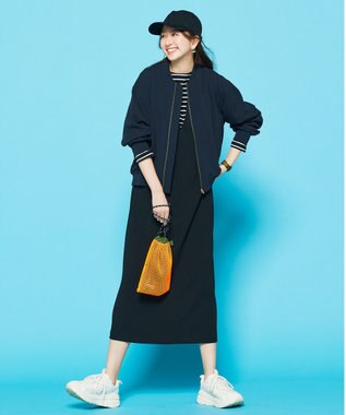 UNFILO バックZIP ボーダーT ブラック×オフ