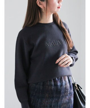 Te chichi パール&ウレタン刺繍ロゴニット チャコールグレー