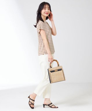 ANY SIS L マリンディテールロゴ Ｔシャツ ベージュボーダー