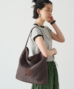 russet ナイロンラフィアワンショルダーバッグ《かごバッグ》(CE-1714) D.Brown