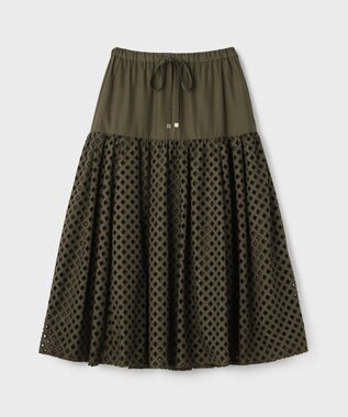GRACE CONTINENTAL メッシュカットワークスカート カーキ