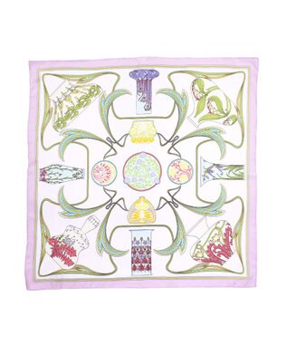 Marca ＜春の新色！＞【伝統横濱スカーフ】フラワーベースヌーヴォー  小判 シルクツイルスカーフ ピンク