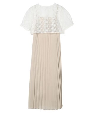 earth music&ecology ＳＥＴ２点　オーガンジー刺繍＋プリーツワンピース Beige