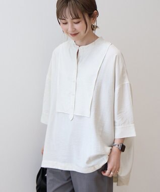 AMERICAN HOLIC 【WEB限定】接触冷感バンドカラーチュニック Ivory