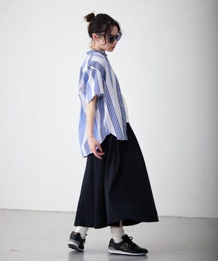 J.PRESS YORK STREET 【UNISEX】マルチストライプバンドカラー シャツ ブルー系7