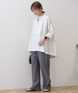 AMERICAN HOLIC 【WEB限定】接触冷感バンドカラーチュニック Ivory