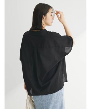 Green Parks 綿麻混フレンチスリーブスキッパーシャツ Black