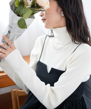 WEGO リブタートルネックニット オフホワイト