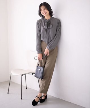 ANY 【洗濯機可】２ＷＡＹボウタイブラウス グレー