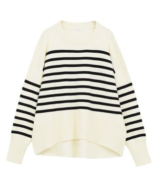 Green Parks ふわもっちニットプルオーバー Border