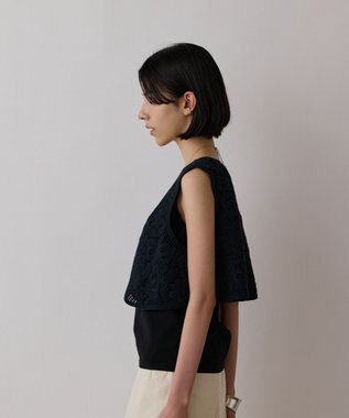 GRACE CONTINENTAL メッシュembジレ ブラック