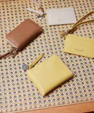 TOPKAPI 【TREASURE TOPKAPI】クロスエンボス レザー L字ファスナー ミニ 財布 レモンイエロー