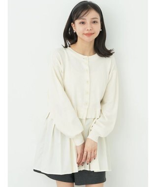 earth music&ecology プリーツドッキングカーディガン Ivory