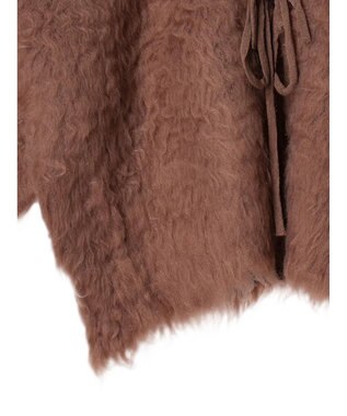 earth music&ecology 起毛リボンニットカーディガン Brown