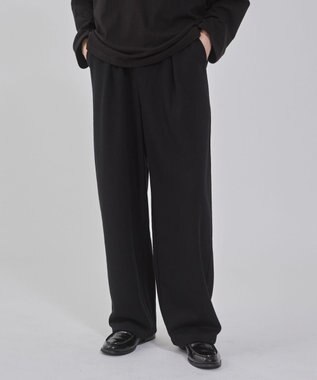 WEGO 【ウエストゴム/MLサイズ展開/ユニセックス着用ITEM】ボンディングワイドスウェットパンツ ブラック